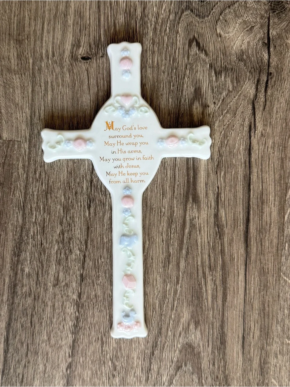 Porcelain Baby Baptism Wall Cross